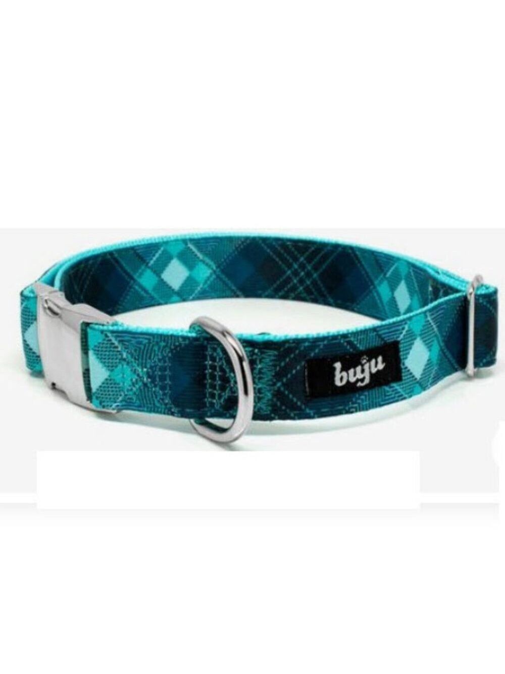 Blue plaid heavy duty dog collar size Large